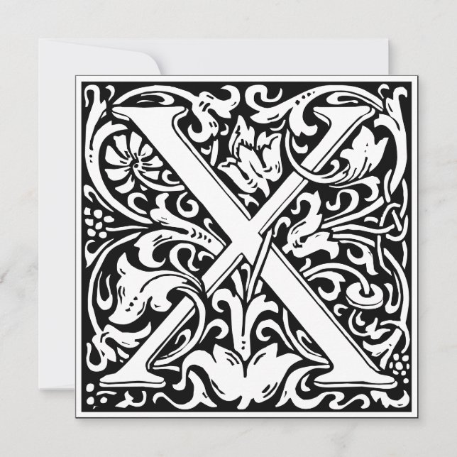 Art Nouveau Floral Alphabet Monogramm Letter X Einladung (Vorderseite)