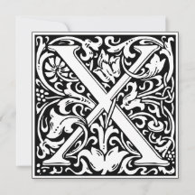 Art Nouveau Floral Alphabet Monogramm Letter X