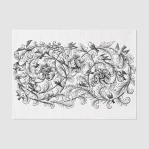 Art Nouveau Floral Blüh Zeichnend Dekoupage Seidenpapier