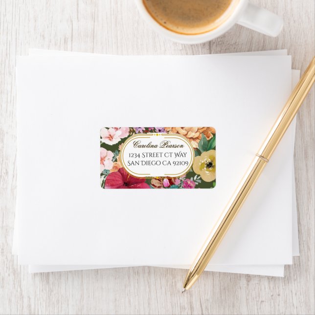 Art Nouveau Floral Calligraphy Address Adressaufkleber (Insitu)