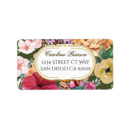Art Nouveau Floral Calligraphy Address Adressaufkleber