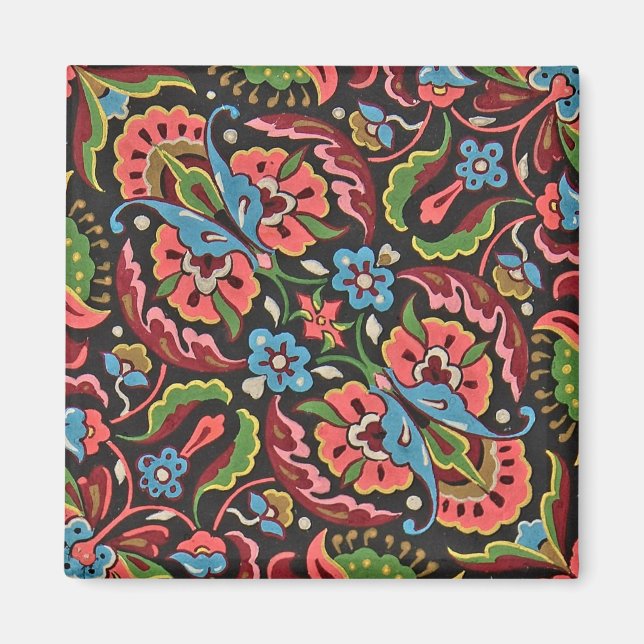 Art Nouveau floral Christopher dresser red jacquer Magnet (Vorne)