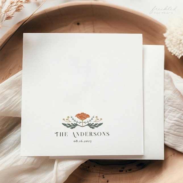 Art Nouveau Floral Cocktail Napoleon Serviette (Art Nouveau Floral Wedding Cocktail Napkin)