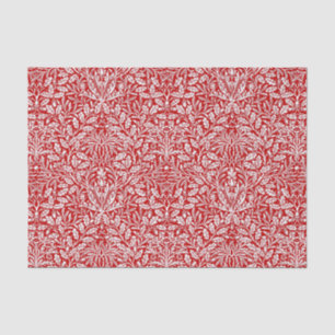 Art Nouveau Floral Damask, Deep Red and White Seidenpapier