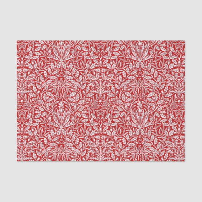 Art Nouveau Floral Damask, Deep Red and White Seidenpapier (Vorderseite)