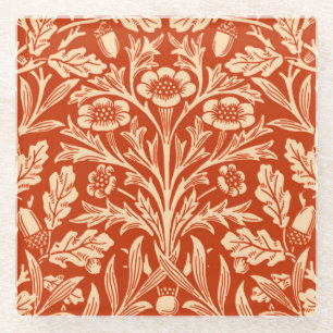 Art Nouveau Floral Damask, Mandarin Orange Glasuntersetzer