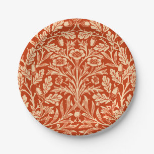 Art Nouveau Floral Damask, Mandarin Orange Pappteller