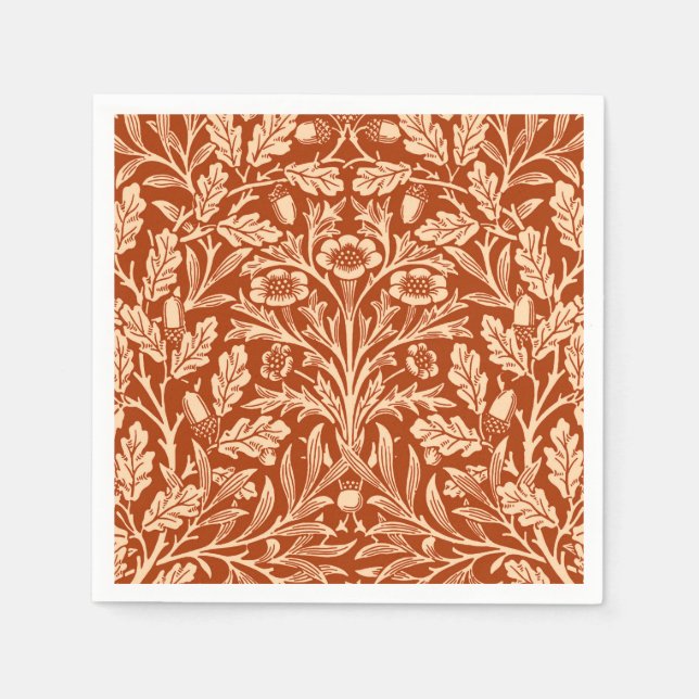 Art Nouveau Floral Damask, Mandarin Orange Serviette (Vorderseite)