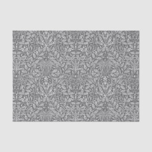 Art Nouveau Floral Damask, Silbergrau / Grau Seidenpapier