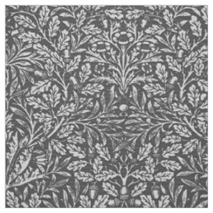 Art Nouveau Floral Damask, Silbergrau / Grau Stoff