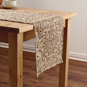 Art Nouveau Floral Damask, Taupe & Schokolade Brau Kurzer Tischläufer