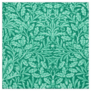 Art Nouveau Floral Damask, Türkis und Aqua Stoff