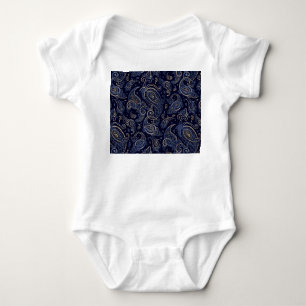 Art Nouveau Floral Denim Design Baby Strampler