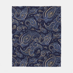 Art Nouveau Floral Denim Design Fleecedecke