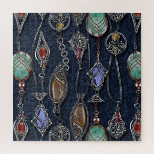 Art Nouveau Floral: Denim Elegance.