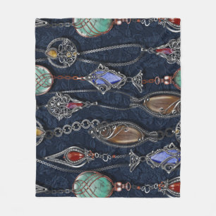 Art Nouveau Floral: Denim Elegance. Fleecedecke