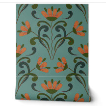 Art Nouveau Floral Design auf Aquamarinem grünem H