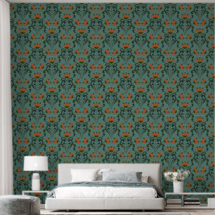 Art Nouveau Floral Design auf Aquamarinem grünem H Tapete