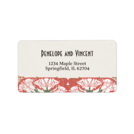 Art Nouveau Floral Elegante 2 Hochzeiten Adressaufkleber