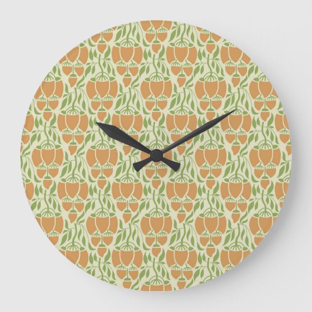 Art Nouveau: Floral Elegante Große Wanduhr (Vorderseite)