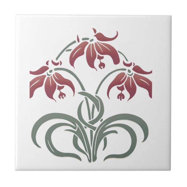 Art Nouveau Floral Fliese (Vorderseite)
