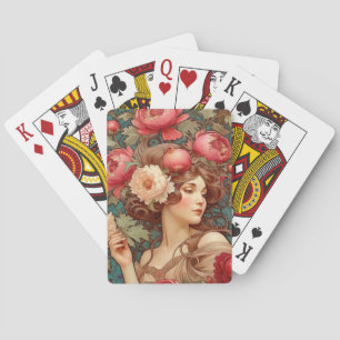 Art Nouveau Floral Frucht Frau Spielkarte