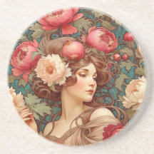 Art Nouveau Floral Fruit Dessous de verre femme