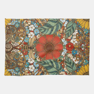 Art Nouveau Floral Garden – Sunflowers, Bee Geschirrtuch