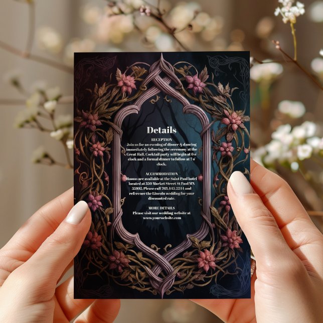 Art Nouveau Floral Gothic Halloween Hochzeit Begleitkarte (Von Creator hochgeladen)