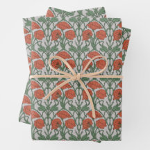 Art Nouveau Floral Green Poppy