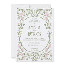 Art Nouveau Floral Green und Pink Wedding