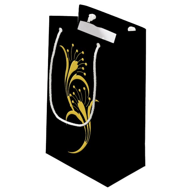 Art Nouveau Floral Kleine Geschenktüte (Rückseite Schrägansicht)