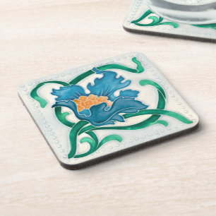 Art Nouveau Floral Majolica Imitate Getränkeuntersetzer