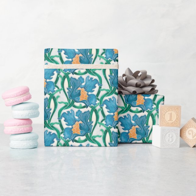 Art Nouveau Floral Majolica Muster Geschenkpapier (Babyparty)