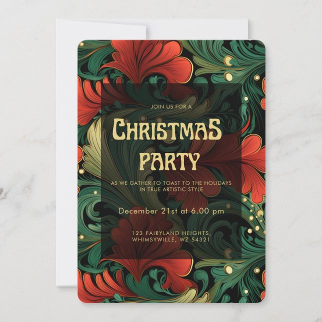 Art Nouveau Floral Modèle Noël Invitation de fête (Devant)