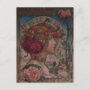 Art Nouveau Floral Muse   Vintage Belle Époque  Postkarte