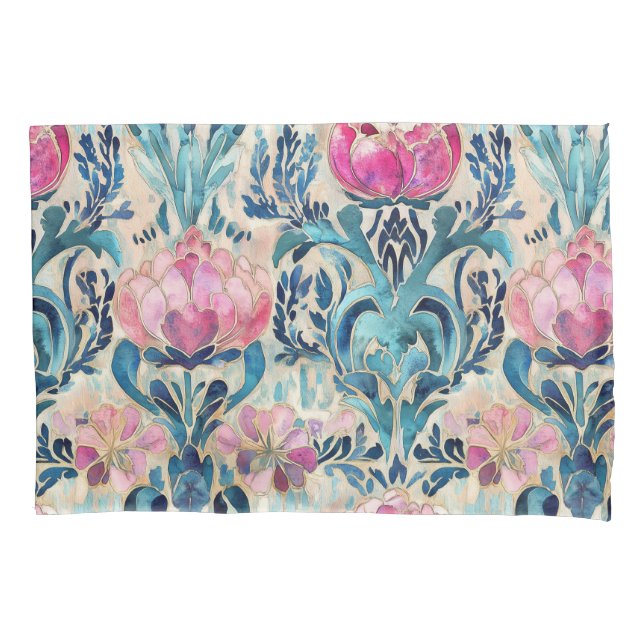Art Nouveau Floral Pink Duvet Abdeckung Kissenbezug (Vorderseite-Links)