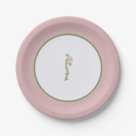 Art Nouveau Floral Pink und Grüne Hochzeit Pappteller