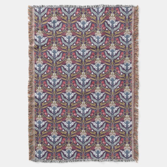 Art Nouveau Floral Throw Blanket Decke (Vorderseite Vertikal)