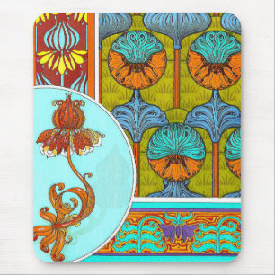 Art nouveau floral vintage Blume viktorianisch Mousepad