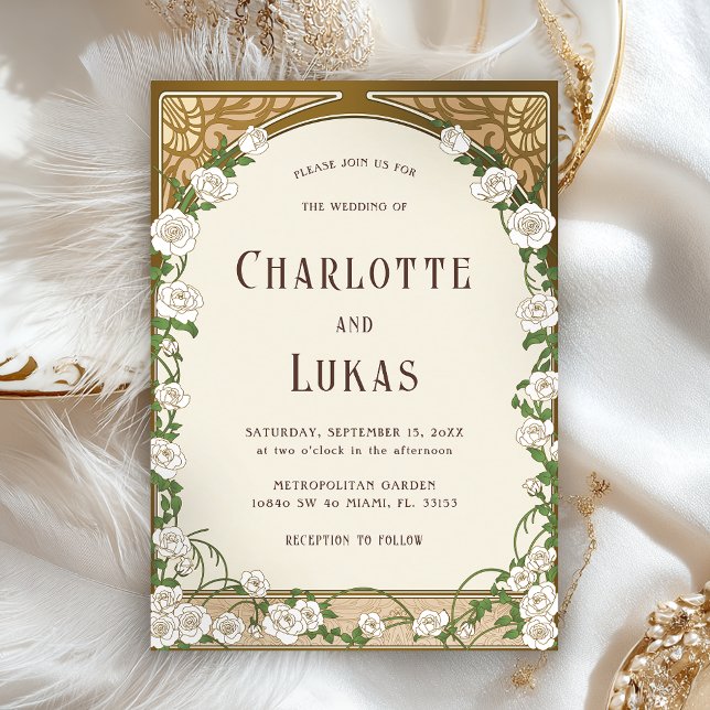Art Nouveau Floral Vintage Hochzeit Einladung (Von Creator hochgeladen)
