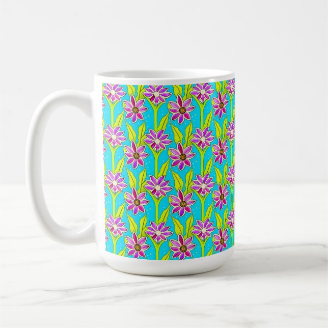 Art Nouveau Floral Wasserfarben Muster Tasse (Links)