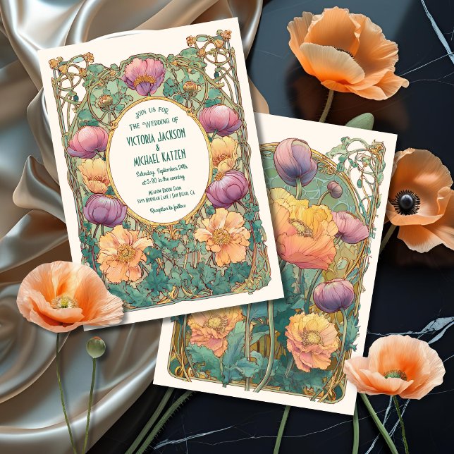 Art Nouveau Floral Wedding Invitation (Créateur téléchargé)