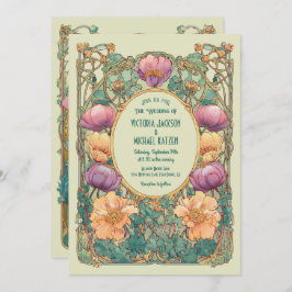 Art Nouveau Floral Wedding Invitation Einladung