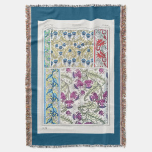 Art nouveau florale Distel-Blumen-Textilkunst Decke