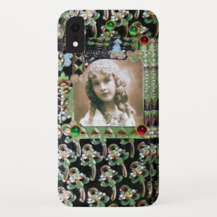 ART NOUVEAU FOTO TEMPLATE BLACK GREEN RED GEMS Case-Mate iPhone HÜLLE