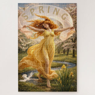 Art Nouveau Frau auf einer blühenden Wiese