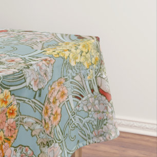Art Nouveau Frau & Blumenmuster von Mucha Tischdecke