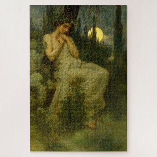 Art Nouveau Frau im Garten unter einem Junimonat