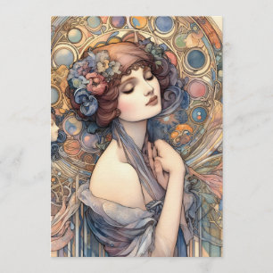 Art Nouveau Frauenportrait Scrapbook Papier Einladung